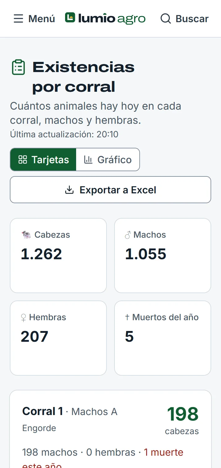 Las existencias en el celular